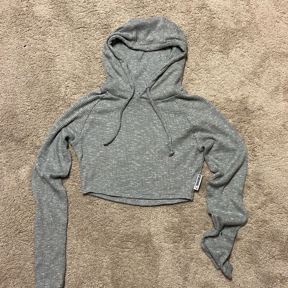 Gymshark Gray Knit Cropped Hoodie